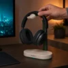 Organise your desk with the BROVOXEL Arc Headphone Stand, featuring an aluminium arch, soft silicone cradle and stable warm-stone base.