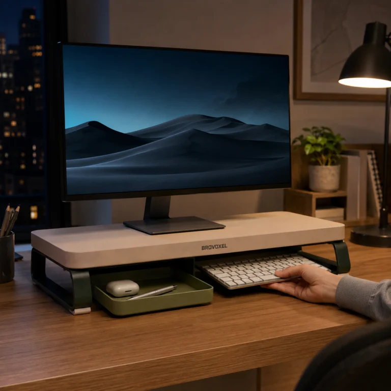 BROVOXEL Shift Monitor Riser in an evening desktop setup